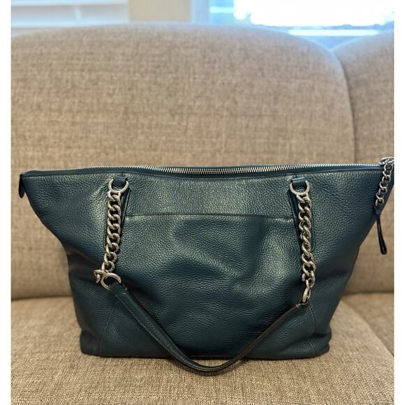 Coach AVA Leather Metallic Teal Tote G1857-F35850 Shoulder Handbag - Picture 3 of 16